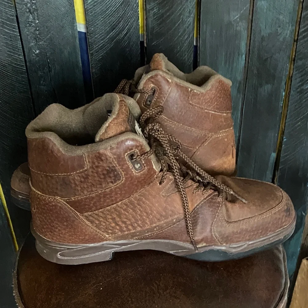 Horse Shoes Brown Leather athletic Roper Boots size 10 - Picture 9 of 13
